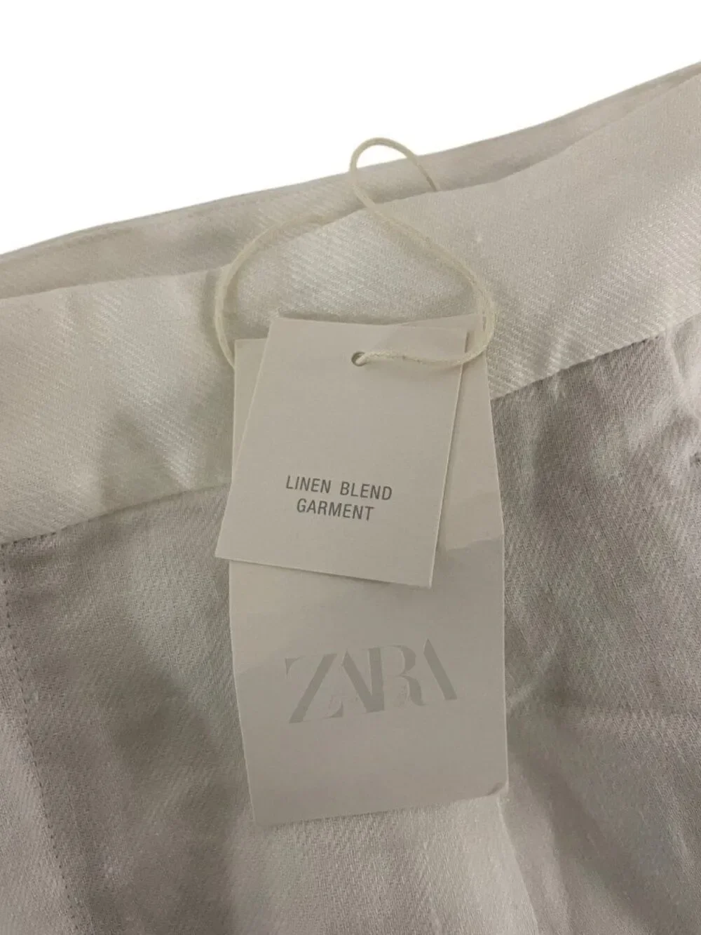 Zara Womens Trousers Pants XL High Waisted White Wide Leg Linen 3736/244 NWT